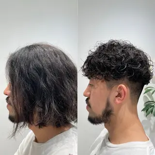 ショート パーマ メンズ ブリ—チ🌈カラ— 🌀パ—マ🌿ちえのヘアスタイル