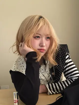 ミディアム カラー ボブ&寒色🎐ᩚ 短髪 COCOROのヘアスタイル