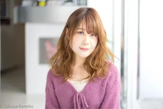 ミディアム カラー パーマ TAKU 小顔カット 大人女性💇専門のヘアスタイル