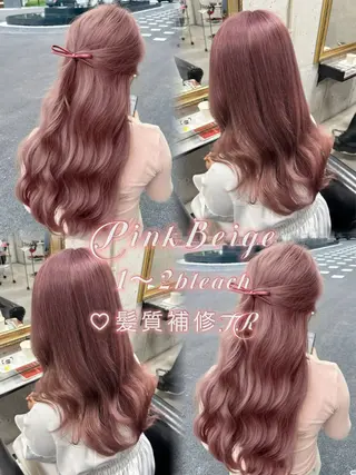 ロング カラー Rin♡透明感ピンク 🎀白肌ラベンダーのヘアスタイル