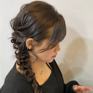 ミディアム ヘアアレンジ ブリーチなしベージュ /ヘアセット/ミユのヘアスタイル
