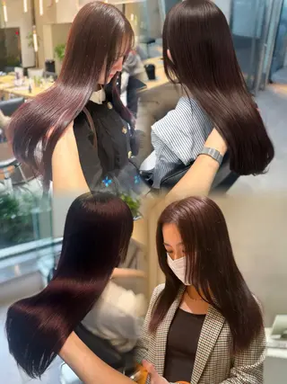 ロング カラー ミオ💎ショート 透ける暗髪のヘアスタイル
