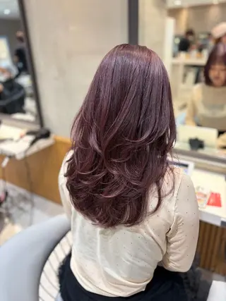 セミロング カラー 美髪矯正/レイヤー 赤み消し/はるかのヘアスタイル