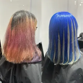 セミロング カラー 🌈派手髪エクステ ブレイズ🌈ひろとのヘアスタイル