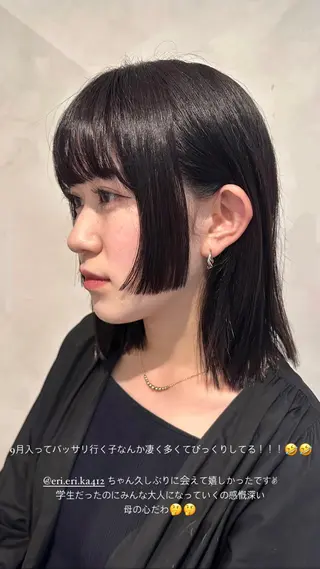 ミディアム Yuki☺︎パーマ レイヤーカットのヘアスタイル