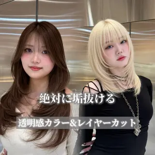 ロング カラー パーマ 韓国ヘア/巻ける 縮毛矯正/リョウヤのヘアスタイル