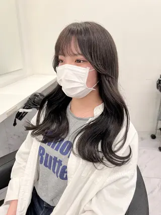 ロング カラー パーマ ヘアアレンジ メンズ キッズ 上品＆韓国風 🥀海心🥀のヘアスタイル