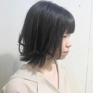 ミディアム ボブ/縮毛/レイヤー モトナリのヘアスタイル