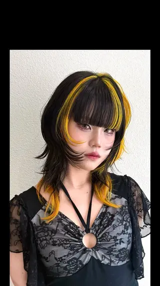 セミロング カラー クロギ リョウのヘアスタイル