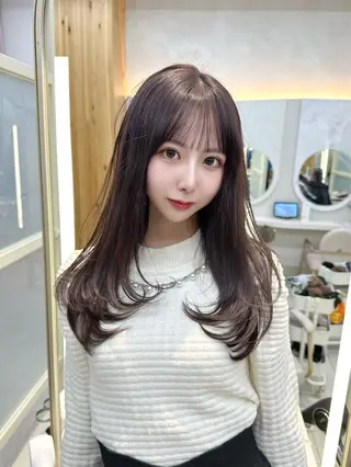 セミロング カラー 🇰🇷韓国風くびれ ヘア🇰🇷中村優大のヘアスタイル