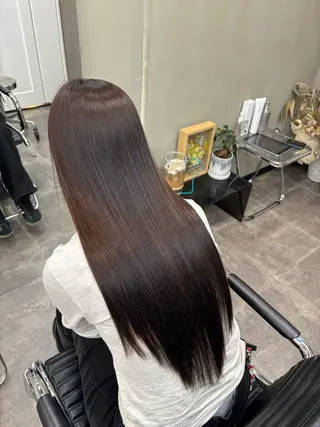 ロング 髪質改善ストレート/ ブリーチ／渋谷　福田のヘアスタイル