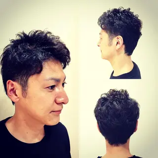 ショート メンズ 川野辺幸雄☆髪質改善 ハイライト☆白髪のヘアスタイル