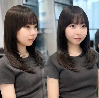 ロング カラー パーマ ヘアアレンジ 艶髪縮毛矯正/透明感 カラー/YUKAのヘアスタイル