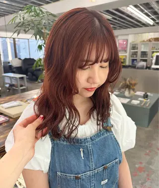 セミロング カラー パーマ ヘアアレンジ 心斎橋美容室 Junのヘアスタイル