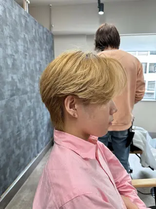 ミディアム カラー メンズ 💈ニュアンスパーマ センターパート💈のヘアスタイル