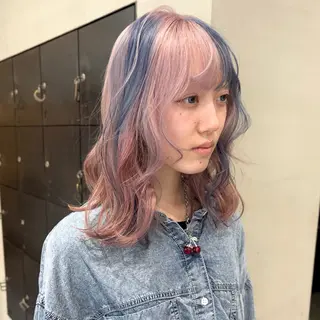 ミディアム カラー なな/ICI/レイヤ ーパーマ/上前津のヘアスタイル