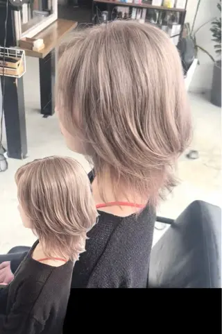 ミディアム カラー メンズパーマ& ハイトーン特化谷村のヘアスタイル