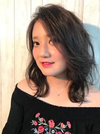 ミディアム 髪質改善縮毛矯正/暖 色カラー/ウエダカナのヘアスタイル
