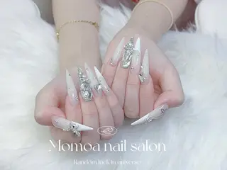 ロング カラー MoMoA Nail ネイル長さ出し専門店のネイルデザイン