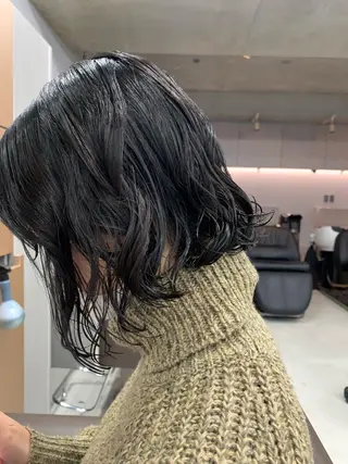 ミディアム パーマ ボブパーマコテ巻き風 パーマNo1深江秀平のヘアスタイル