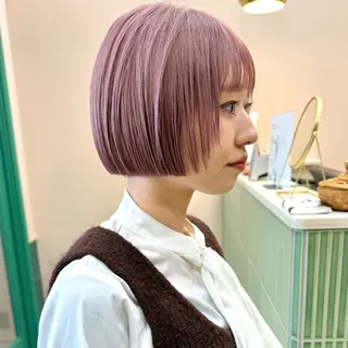 ショート カラー 艶ブリーチカラー✨ ボブレイヤーSakiのヘアスタイル