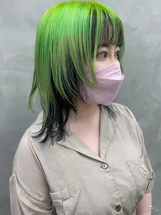 ミディアム 💜ショート💜 ウルフ、ボブ二色亜美のヘアスタイル