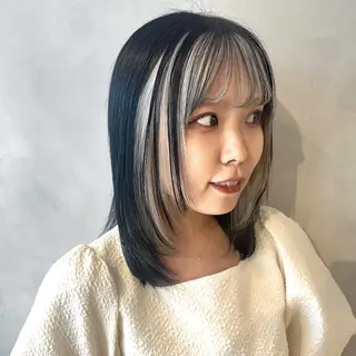 ミディアム カラー デザインカラー/パー マ🦖外岡咲希🦖のヘアスタイル