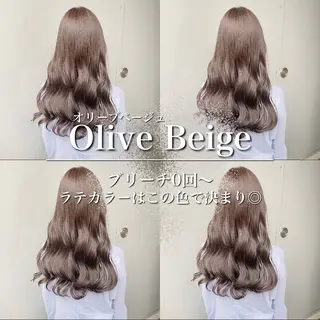 ロング カラー ブリーチ縮毛矯正飛我 透けオリーブ淡色🫧のヘアスタイル