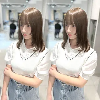 ミディアム カラー 韓国ハイレイヤー ハッシュカット特化のヘアスタイル