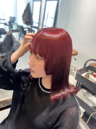 ミディアム カラー ヘアアレンジ 🎀ハイトーン・艶 カラー HANA🎀のヘアスタイル