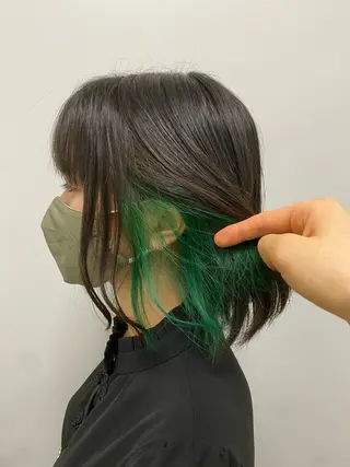 ミディアム カラー パーマ ヘアアレンジ ネイル マツエク・マツパ 韓国風ベージュ🤎 赤みなし🌿横浜🤎のヘアスタイル