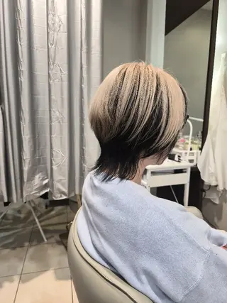 ショート カラー 雅/ダブルカラー/ 白髪ぼかしハイライトのヘアスタイル