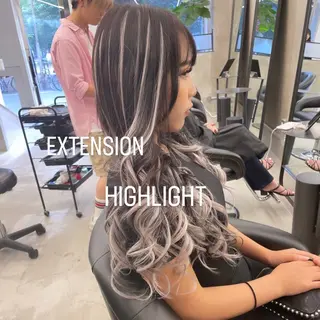 ロング カラー エクステ🩵ブリーチ 韓国ヘア🩵KAEのヘアスタイル