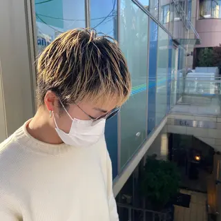 ショート メンズ ショート/ウルフ ハイトーン/カイセイのヘアスタイル