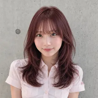 セミロング カラー 盛れる顔まわりカット 髪質改善/渋谷/れんのヘアスタイル