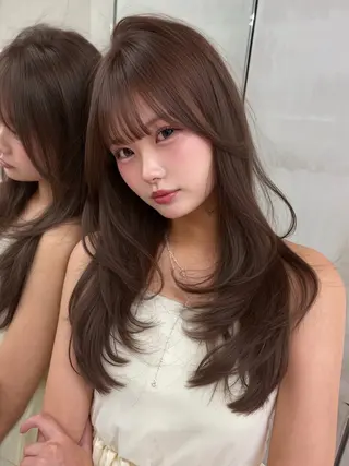 セミロング カラー ヘアアレンジ 【博多髪質改善】 吉村 清志のヘアスタイル