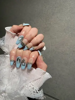 ネイル I-nailロング /ワンホン/キラキラのネイルデザイン