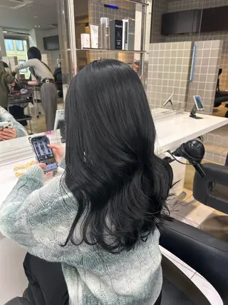 ロング カラー パーマ ヘアアレンジ メンズ キッズ ブリーチなしカラー/ ブラウン/レイヤーのヘアスタイル