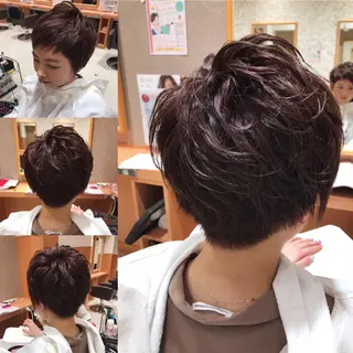 ショート カラー パーマ レイヤーカット匠 イソザキノリユキのヘアスタイル