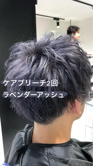 ショート カラー メンズ センターパート/毛 流れ/パーマ特化のヘアスタイル