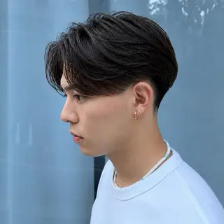 ミディアム パーマ メンズ 💈ニュアンスパーマ センターパート💈のヘアスタイル