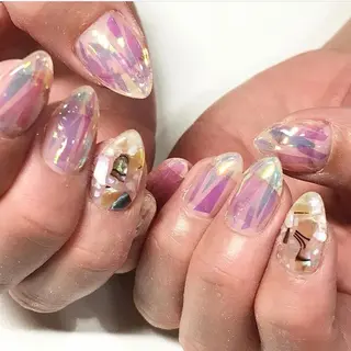 ネイル 渋谷／チップ長さ出し 👑アプレgel-xのネイルデザイン