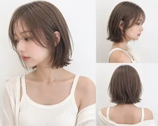 ミディアム カラー 原田 まなみのヘアスタイル