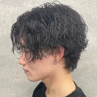 ショート パーマ ヘアアレンジ メンズ 川合 智之のヘアスタイル