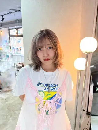 ミディアム カラー 🎀ピンクベージュ/ 梅田/茶屋町🎀のヘアスタイル
