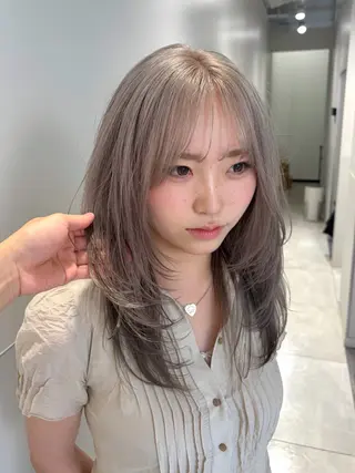 ミディアム カラー れん/大阪美容室 縮毛矯正/髪質改善のヘアスタイル