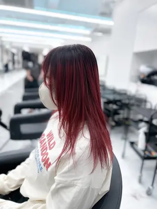 セミロング カラー ダメージレスブリーチ ×美髪矯正【滝太】のヘアスタイル