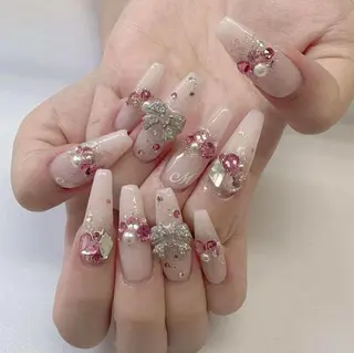 ロング カラー 波 なみのネイルデザイン