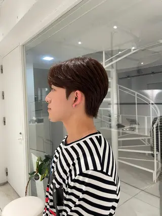 ショート カラー メンズ ブリ—チ🌈カラ— 🌀パ—マ🌿ちえのヘアスタイル