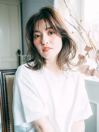 ミディアム 岡部 裕真のヘアスタイル